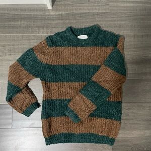 Green and Brown striped knit sweater
